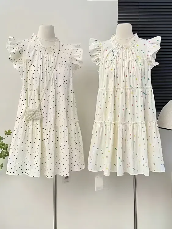 夏款韩系甜美气质法式碎花连衣裙宽松韩版时尚波点洋气夏季裙子