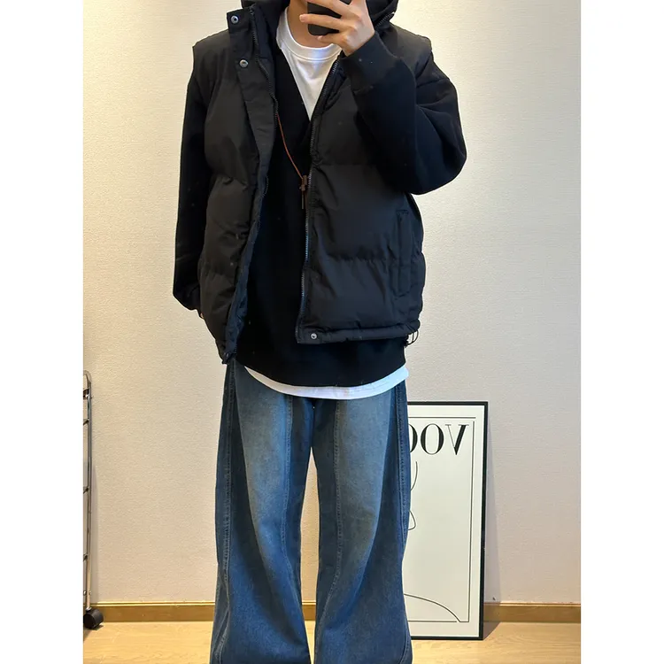 马甲棉服男款冬季vintage美式复古外套无袖坎肩立领夹克棉衣潮牌