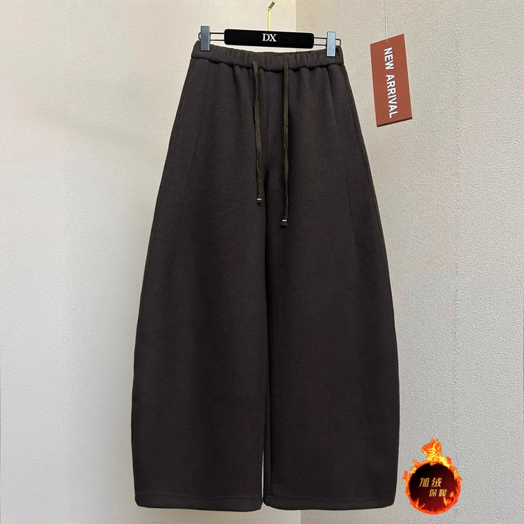 高端欧货2025冬季新款今年流行好看宽松加厚大码直筒休闲裤女长裤