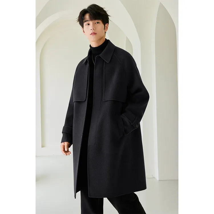 奥莱【品牌断码】高级感双面羊毛呢子大衣男士中长款2025新款秋冬