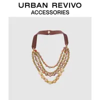 URBAN REVIVO2025秋季新款女复古多层彩珠项链首饰UAWA50160