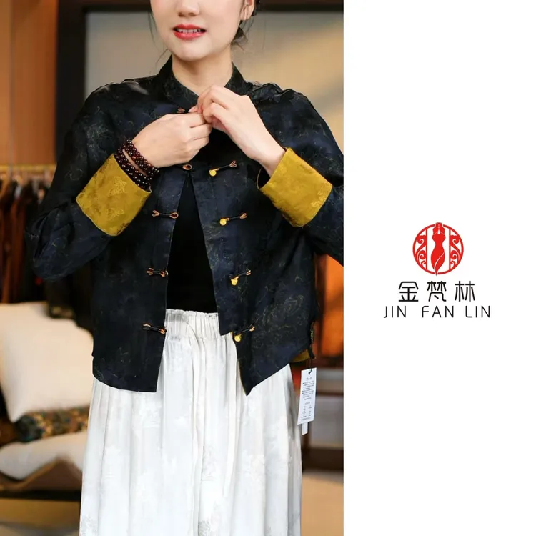 【闲敲棋子】新中式中国风复古外套中年妈妈装设计款0344