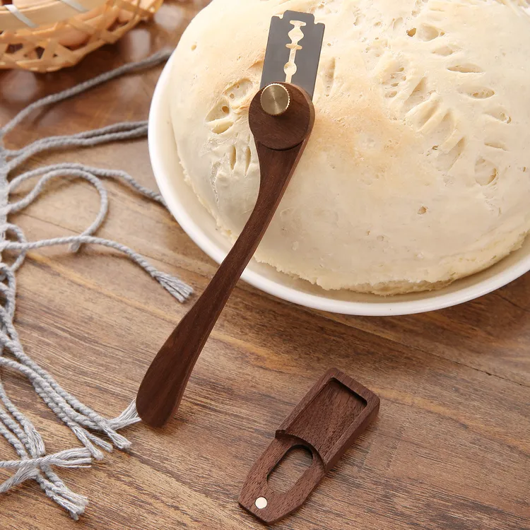 烘焙面包割刀不锈钢法棍修容花纹划口刀实木欧式面包纹路切割工具