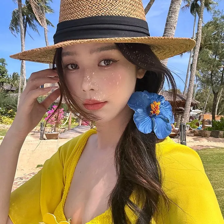 扶桑花发夹女氛围感出片上镜侧边夹度假风鸡蛋花头发饰FFDD