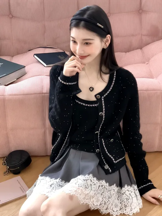 2025早秋新款时尚套装气质显瘦洋气休闲百搭性感吊带辣妹外套半裙