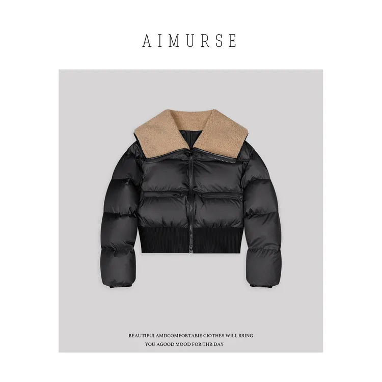 AIMURSE 【雪顶咖啡】小众设计师 时髦大翻领保暖羽绒服 AM70268