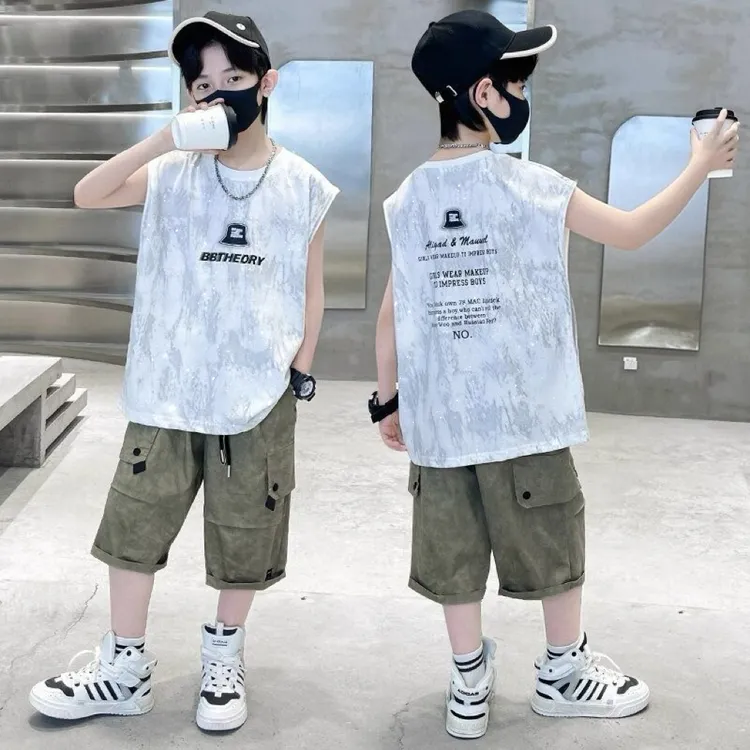 男童夏装纯棉背心套装2025新款潮酷痞帅潮牌衣服夏季宽松舒服童装