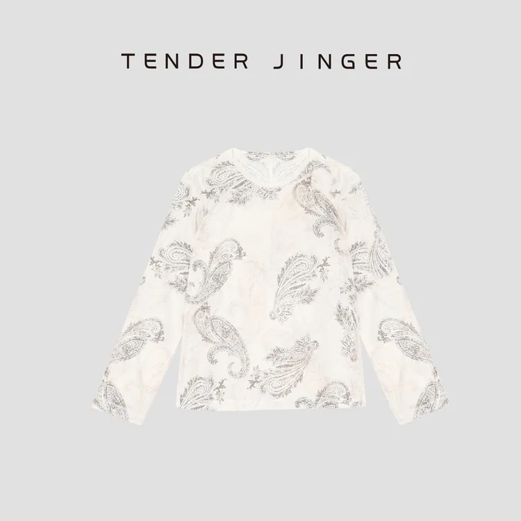 Tender Jinger圆领腰果花长袖T53JFF30710