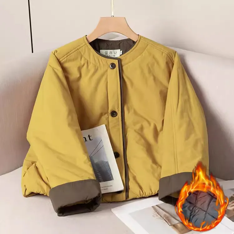 2025秋冬季新款女士韩系百搭时尚通勤夹棉加厚保暖棉服外套棉衣潮