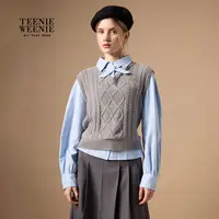TeenieWeenie小熊衬衫25秋新款气质学院风拼接上衣女TTYW254TW2B