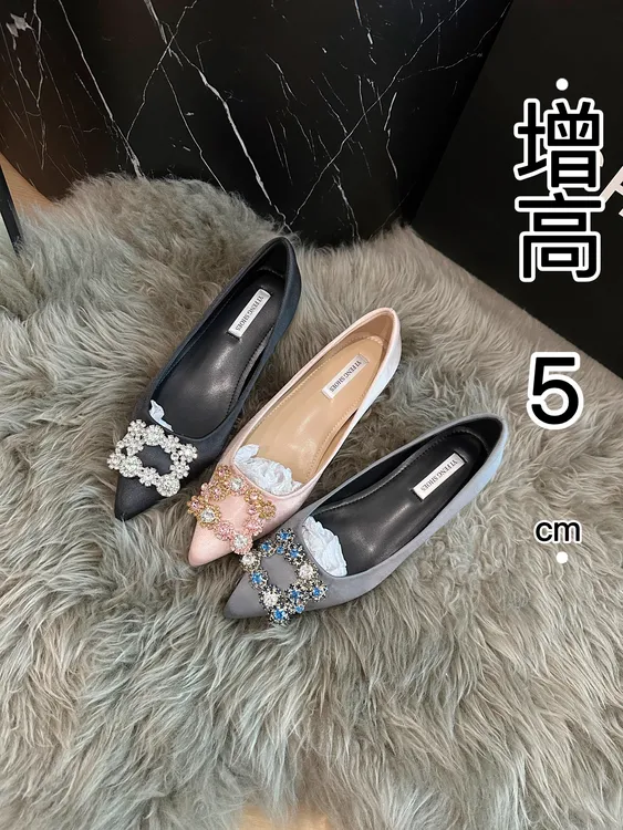 气质水钻方扣尖头一脚蹬高跟鞋女春季新款软底百搭法式浅口鞋单鞋