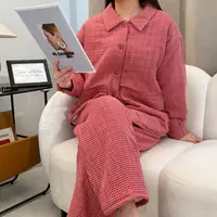 【直小妹】夹棉睡衣-全棉夹棉超保暖可外穿无印经典格子棉服套装