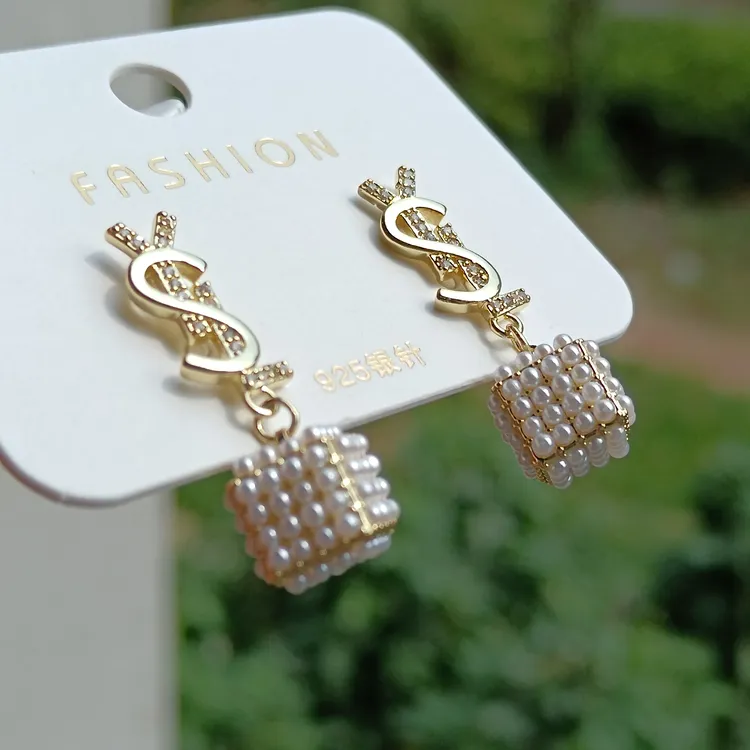 925银仿珍珠耳饰 时尚日韩银针耳环轻奢气质原创设计其他金色耳钉