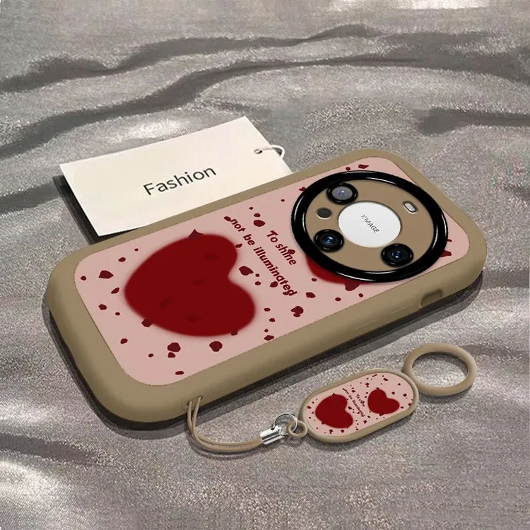 红色双爱心适用华为MATE60手机壳60Pro网红防摔软壳全包硅胶泡芙