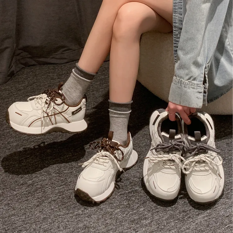 贾不假老爹鞋女款2025新款冬季百搭休闲小个子厚底增高加绒运动鞋