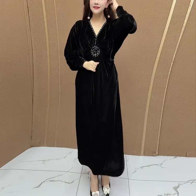 02新款烫钻收腰显瘦时尚气质减龄洋气大码女装