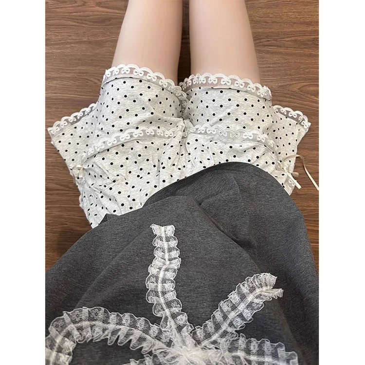 韩系甜美纯欲蝴蝶结睡衣女夏季新款波点短袖短裤可外穿家居服套装