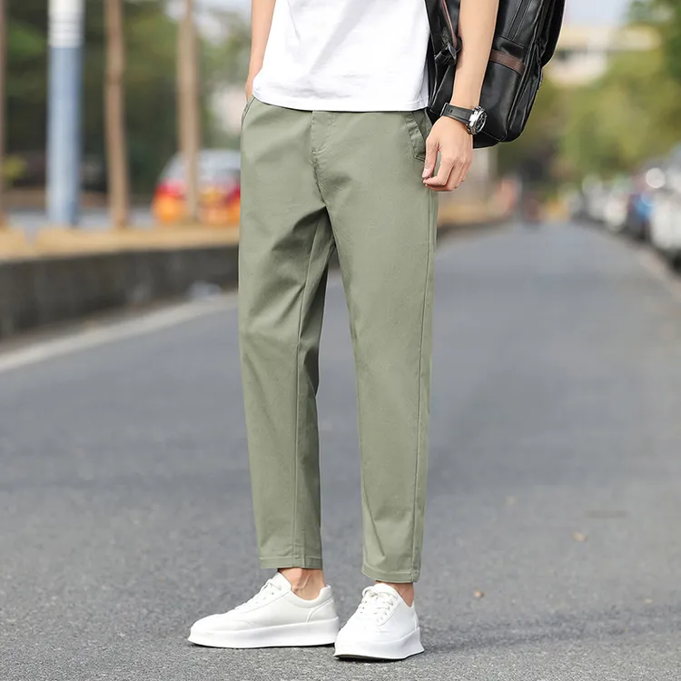 春夏季新款男士男款休闲裤男薄款弹力舒适宽松时尚修身直筒九分裤