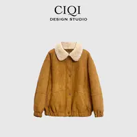 CIQI STUDIO【西城律动】复古高级感翻领单排扣时尚加厚外套My1895