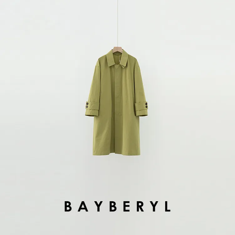 BAYBERYL老贝盐缩风衣*春绿翻领通勤百搭中长25风衣FY2K1704-2/9
