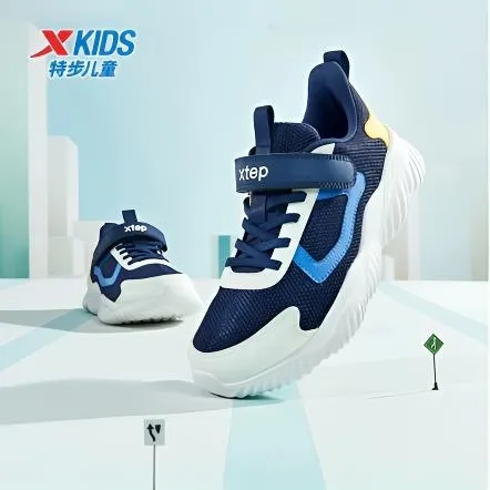 特步儿童秋季中大童网面大网孔减震透气运动跑鞋675215119481&