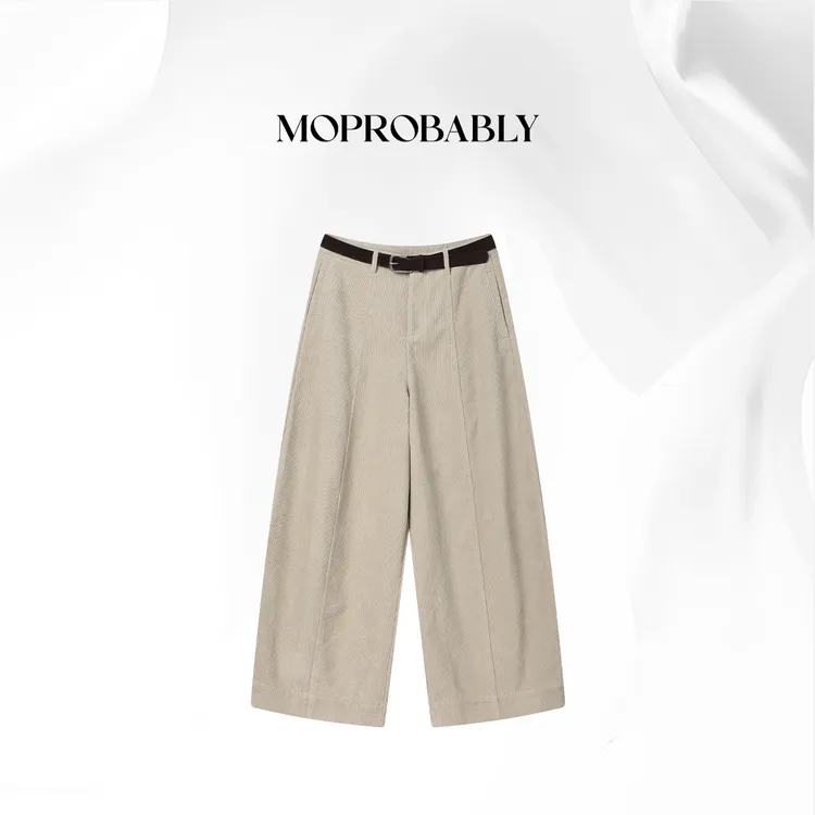 Moprobably贝贝「穿风格」“100棉”慵懒阔腿灯芯绒休闲裤L5473093