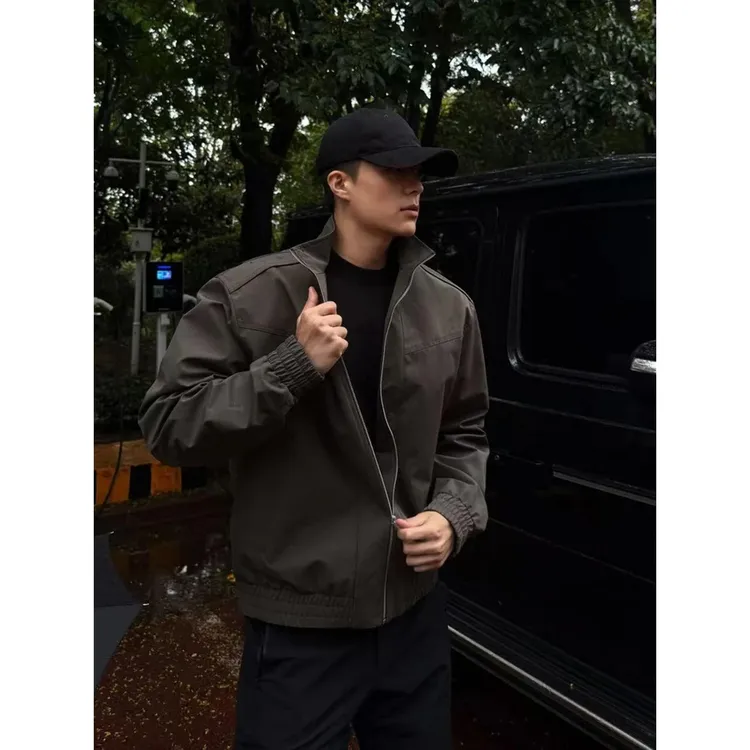 cleanfit短款正肩外套男款秋季解构拼接立领冲锋衣美式飞行员夹克