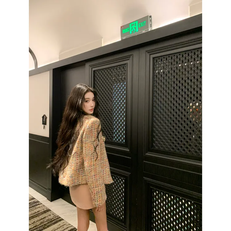 Barb Chill【香脂茉莉】花色小香风短外套女秋冬夹羊毛粗花呢上衣