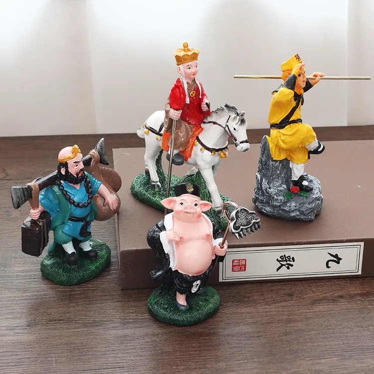西游记师徒四人摆件孙悟空猪八戒唐僧小手办人物模型假山鱼缸造景