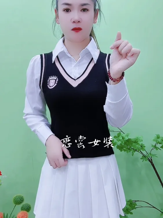春秋季学院风气质休闲长袖减龄显瘦百搭时尚假两件绣花短款针织衫