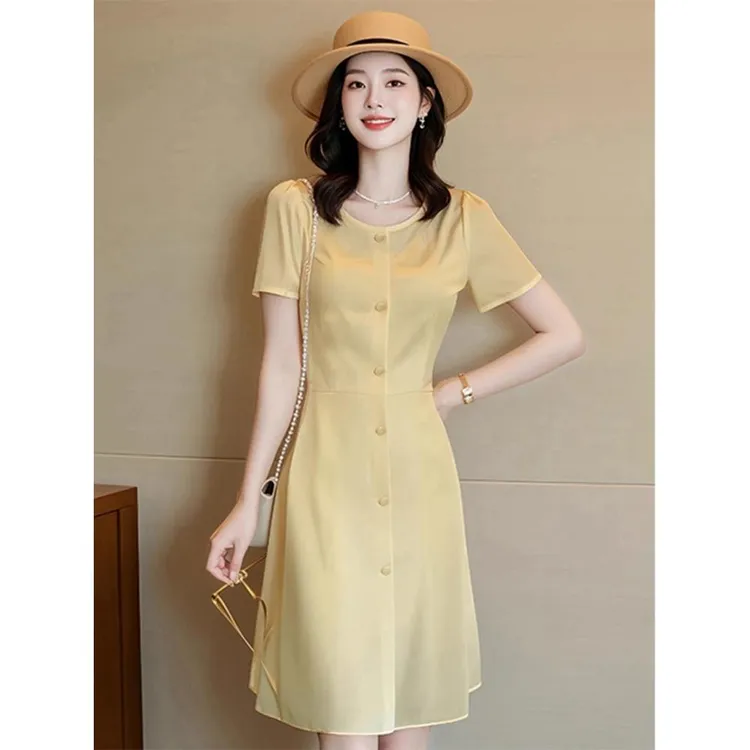 时尚夏季新款欧货高级感收腰显身材简单大方显瘦休闲衣服女慵懒风