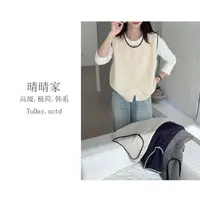  晴晴家-【明线针织】秋季韩版宽松显瘦叠穿明线针织马甲开衫830