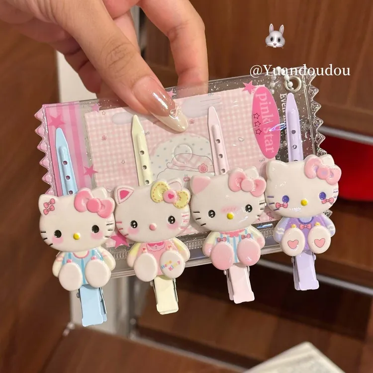 软萌坐姿KT猫尖嘴夹ins立体少女心百搭日系刘海侧边夹头饰女生