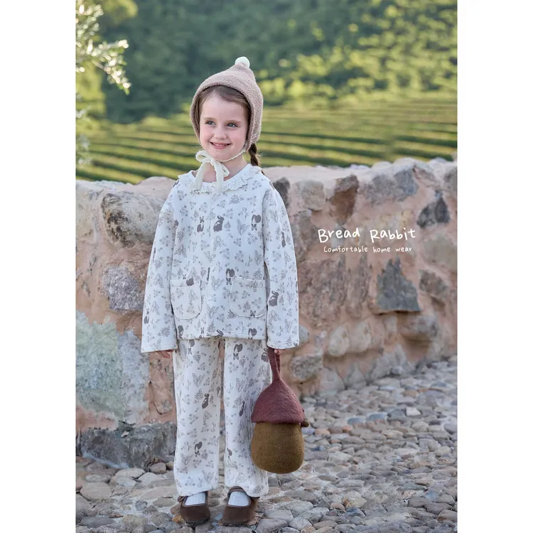 秋冬新款森系碎花儿童家居服套装 MDJ5307