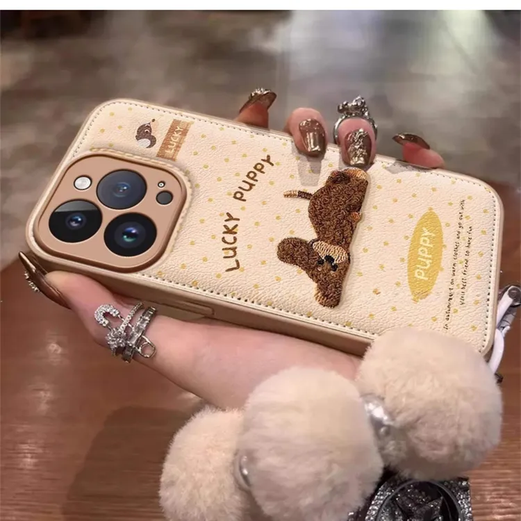 适用iPhone17/16promax英文小狗壳苹果15plus新款小米17/15高级感