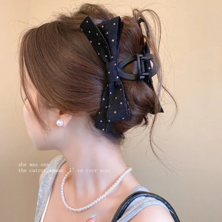 气质磨砂蝴蝶结发夹抓夹女高级感2025新款后脑勺鲨鱼夹发量大头饰