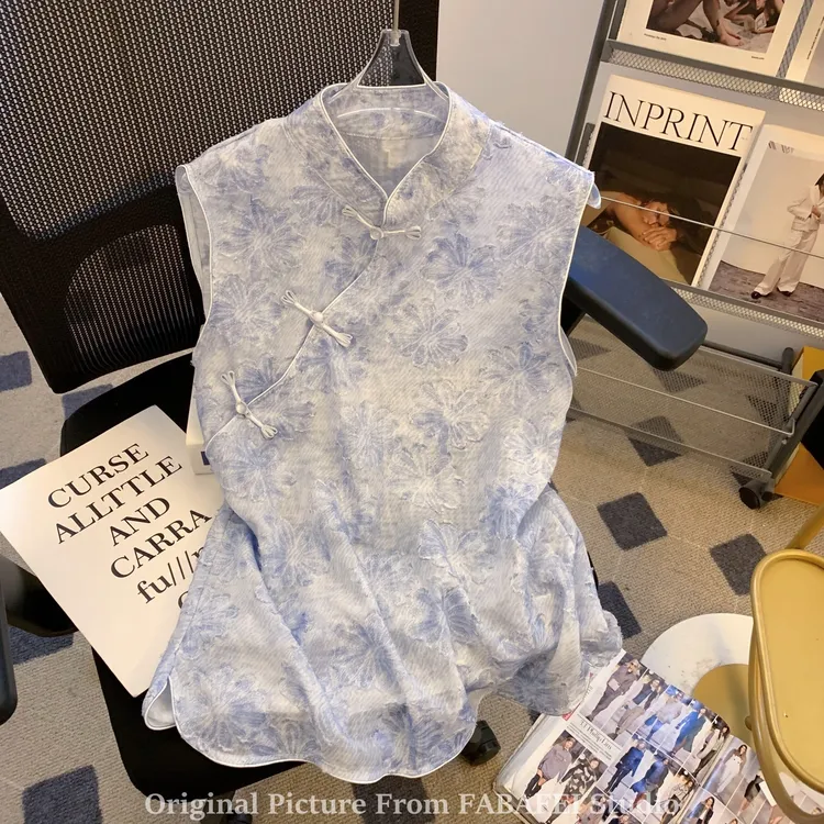 夏季2025紫色提花新中式衬衫国风复古盘扣衬衣日常可穿旗袍领上衣