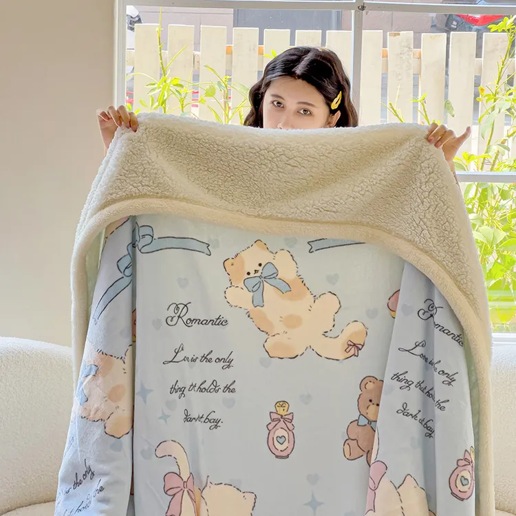 双面毛毯牛奶绒羊羔绒办公室午睡毯子空调毯单人沙发盖毯冬季