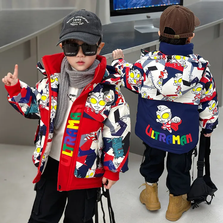 奥特曼男童羽绒服2025新款儿童冬季装白鸭绒外套加厚保暖宝宝棉服