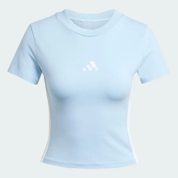 adidas/阿迪达斯女子 3-Stripes Slim针织圆领短袖T恤 JE1241