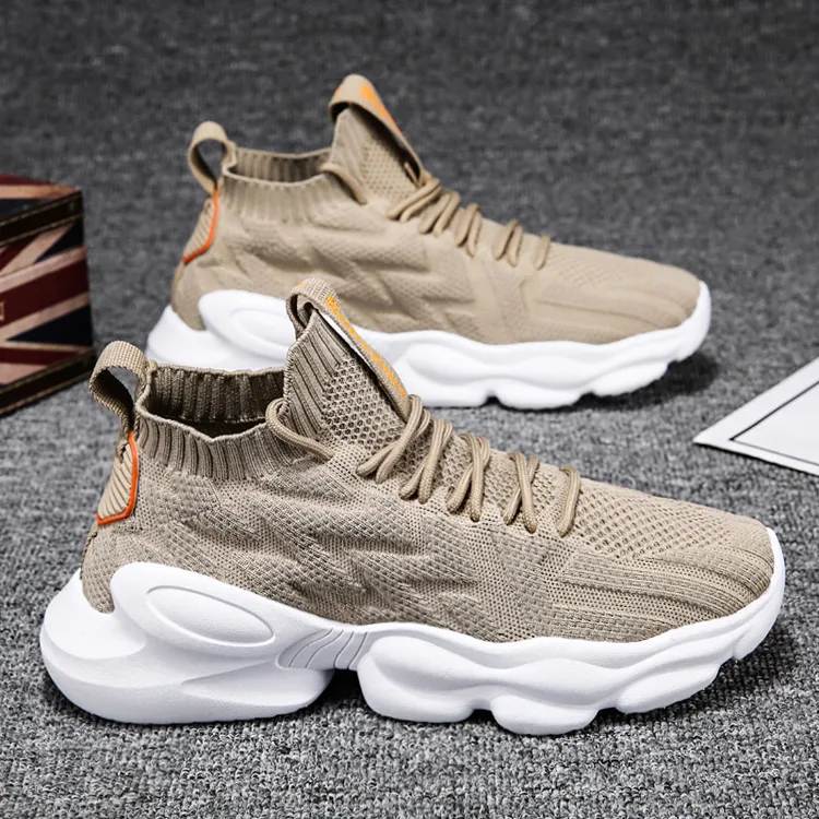 莆田椰子男鞋2025新款夏季透气旅游运动袜子鞋厚底休闲老爹鞋