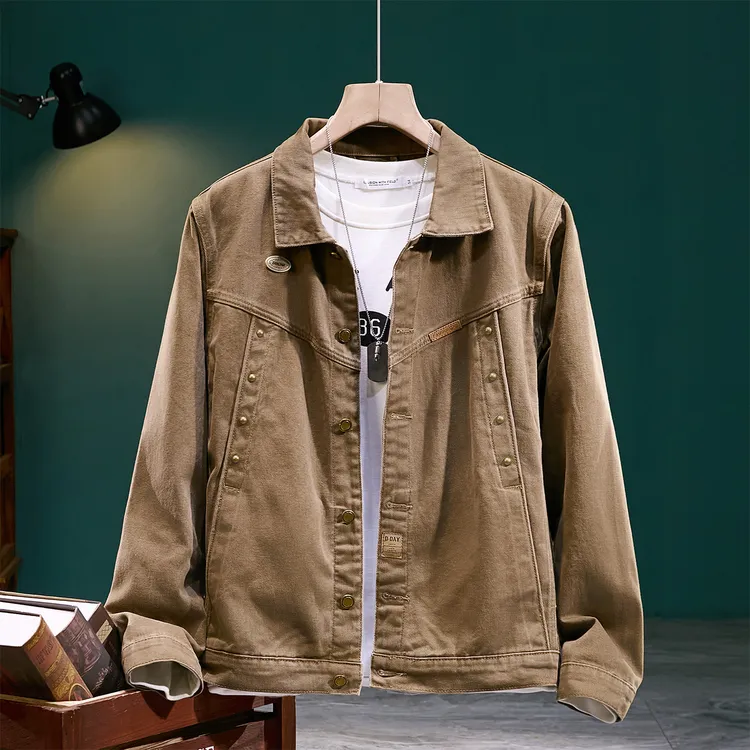 【老炮工匠】2025男士休闲外套新款潮流翻领男款百搭青年上衣JK756
