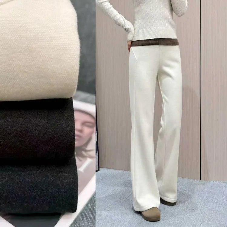 K2536  加绒加厚提臀修身显瘦百搭通勤休闲微喇裤女显瘦显腿直