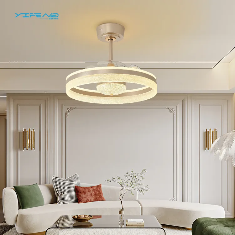 2025年大厅吊灯家装隐形吊扇灯轻奢客厅餐厅主卧智能语音风扇灯