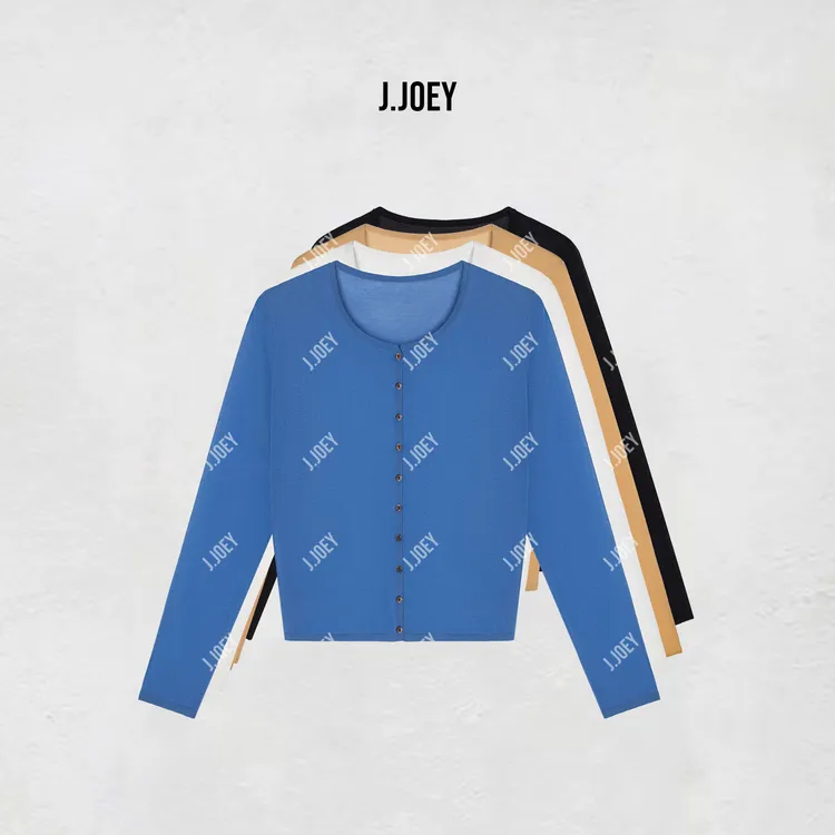 J.JOEY “空调衫”时尚极简风纯色圆领长袖休闲百搭针织开衫 B50601