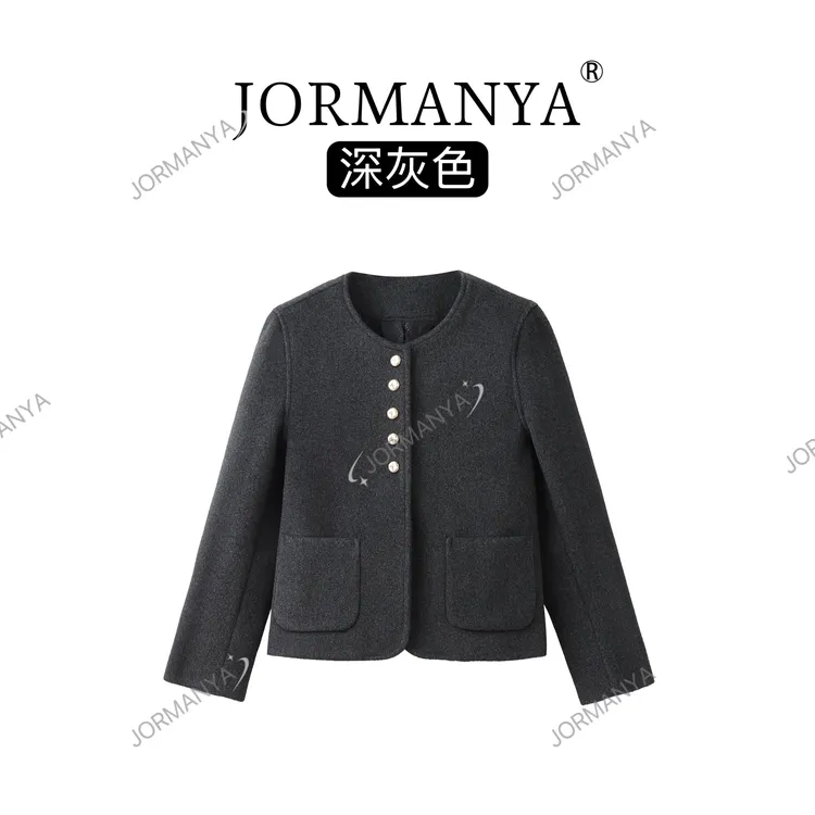 “重磅绵羊毛”夹棉加厚羊毛小香风秋冬小个时尚百搭简约气质短外套