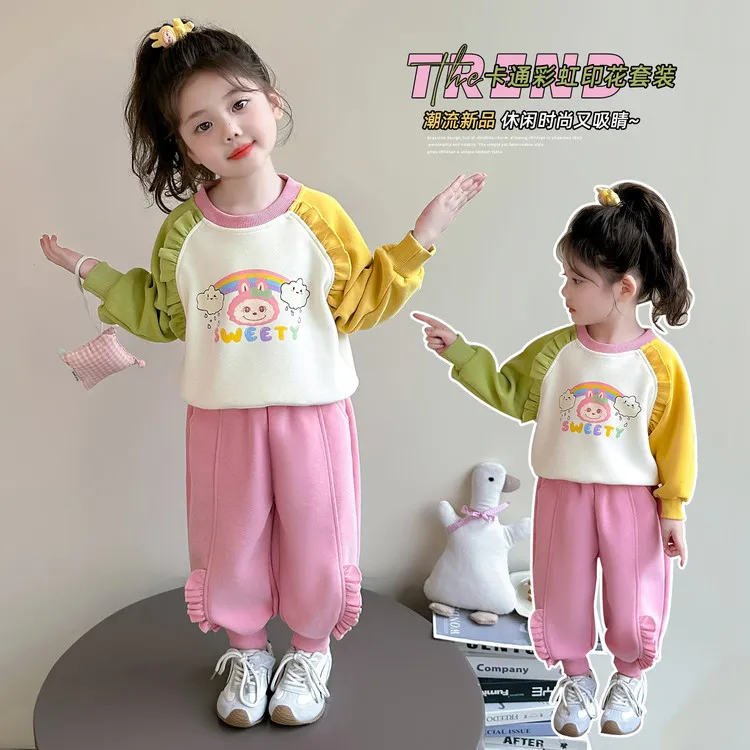 女童秋季套装2025新款女孩春秋衣服女宝宝运动两件套春装卫衣卫裤