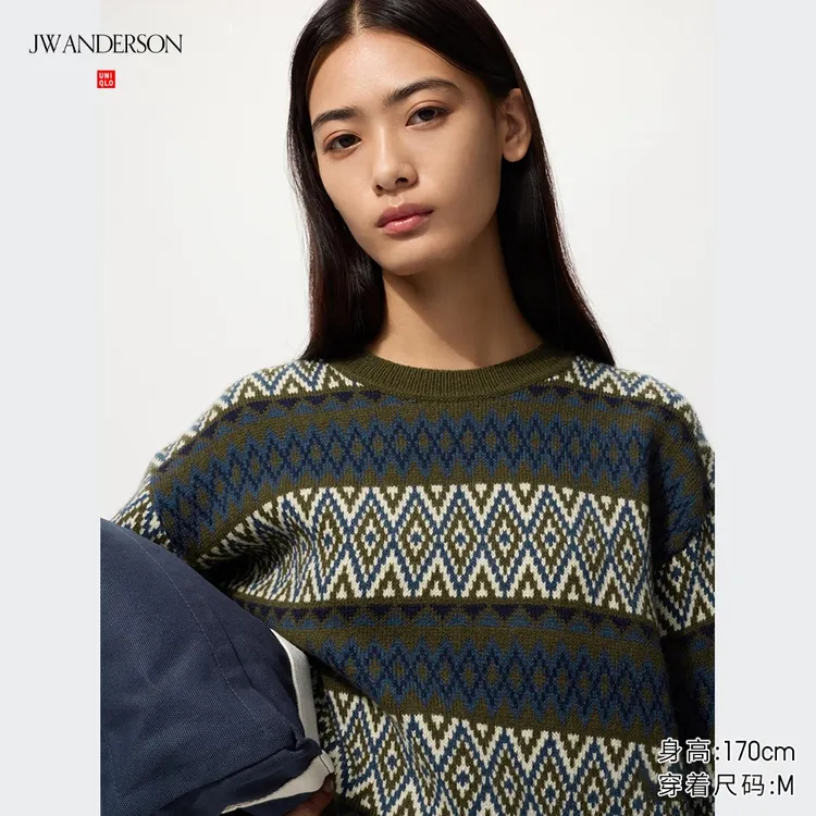 优衣库合作款/女装费尔岛风圆领针织衫/毛衣毛衫25秋冬新款479865