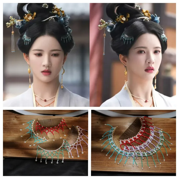 绛尾儿 五福临门同款发梳 汉服头饰步摇掩鬓流苏发簪子盘发饰品女