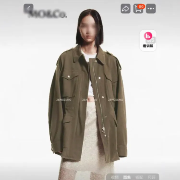 品牌口袋女春秋长袖外套翻领户外水洗简约春季外套抽绳上衣春秋